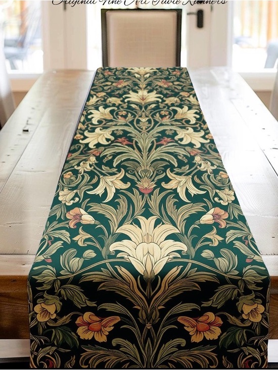 Other - Unused NWOT Hand Quilted Art Nouveau Cottagecore Table Runners, Green and Blue